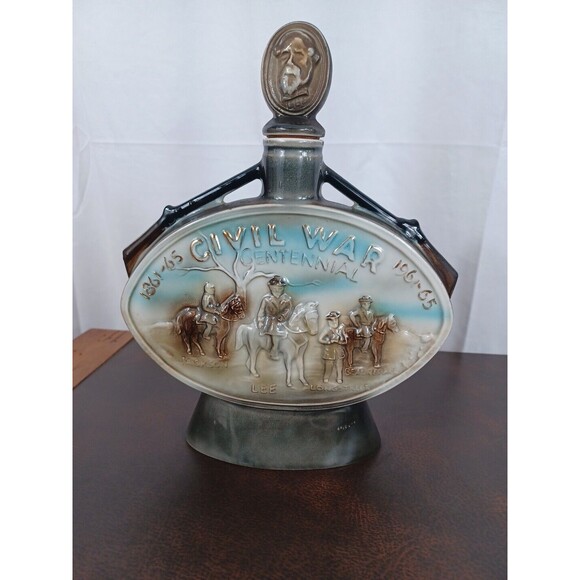 1961 Beam Decanter Civil War Centennial Empty Lee Jackson Longstreet + - Picture 5 of 10